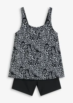 bonprix bonprix Bañador con pernera Negro-blanco de lunares Outlet