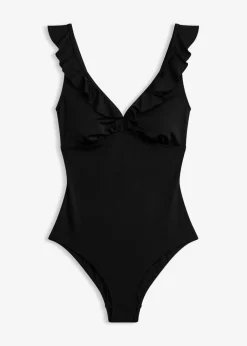 bonprix bonprix Bañador con volantes Negro Outlet
