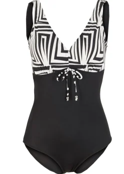 bonprix bonprix Bañador de poliamida reciclada Negro-blanco New