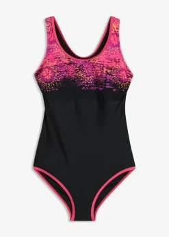 bonprix bonprix Bañador deportivo con espalda cruzada negro-rosa caliente Outlet