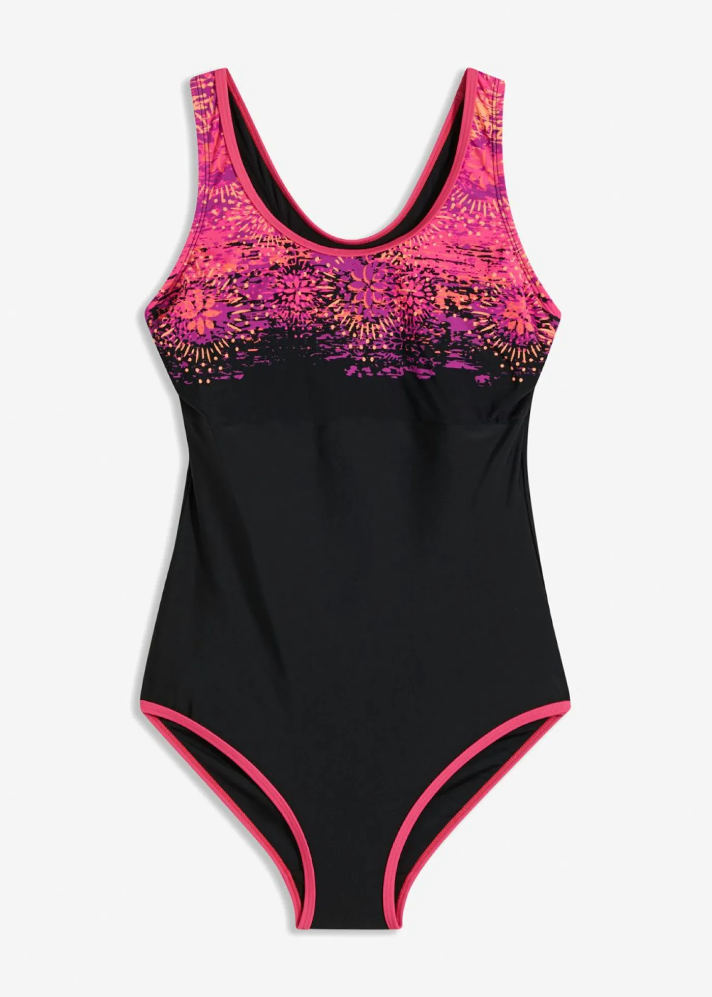 bonprix bonprix Bañador deportivo con espalda cruzada negro-rosa caliente Outlet