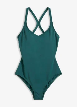 bonprix bonprix Bañador deportivo de material de secado rápido con espalda nadadora Verde petróleo