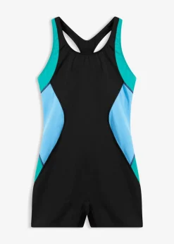 bonprix bonprix Bañador deportivo de material de secado rápido con perneras Negro/azul brillante New