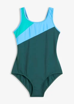bonprix bonprix Bañador deportivo de secado rápido con inserto de contraste Verde petróleo/esmeralda/azul Outlet