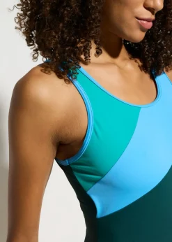 bonprix bonprix Bañador deportivo de secado rápido con inserto de contraste Verde petróleo/esmeralda/azul Outlet
