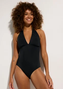 bonprix bonprix Bañador halter con profundo escote en V Negro Hot