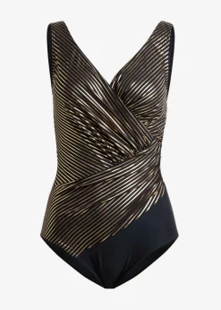 bonprix bonprix Bañador moldeador con efecto reductor medio negro con rayas Discount