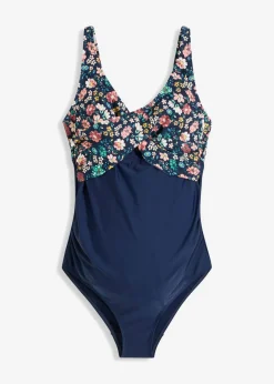 bonprix bonprix Bañador premamá de secado rápido azul marino con flores Sale
