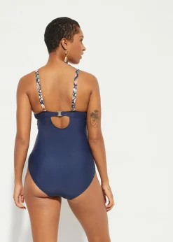 bonprix bonprix Bañador premamá de secado rápido azul marino con flores Sale
