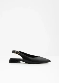 bonprix bonprix Bailarina con talón al descubierto y hebilla Negro Outlet