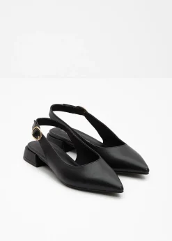 bonprix bonprix Bailarina con talón al descubierto y hebilla Negro Outlet