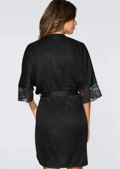 bonprix bonprix Bata de satén Negro New