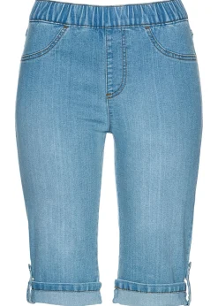 bonprix bonprix Bermuda vaquera con cinturilla elástica azul blanqueado Online