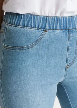 bonprix bonprix Bermuda vaquera con cinturilla elástica azul blanqueado Online