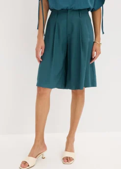 bonprix bonprix Bermudas anchas con pinzas verde pimiento Discount