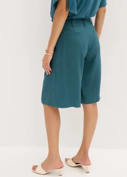 bonprix bonprix Bermudas anchas con pinzas verde pimiento Discount