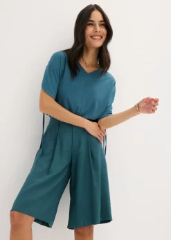 bonprix bonprix Bermudas anchas con pinzas verde pimiento Discount