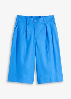 bonprix bonprix Bermudas anchas de mezcla de lino vaporoso azul glaciar Sale