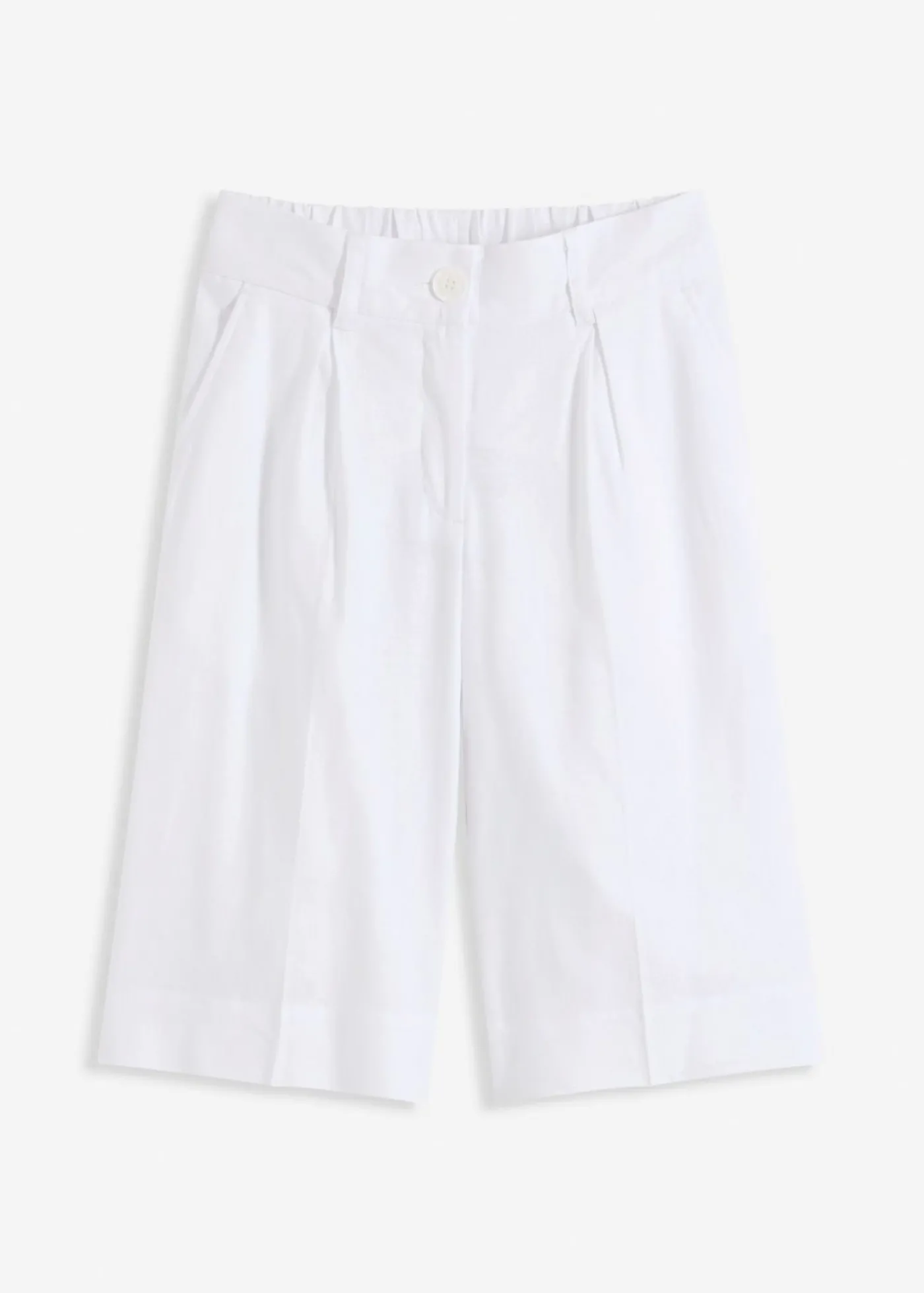 bonprix bonprix Bermudas anchas de mezcla de lino vaporoso Blanco Best