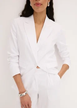 bonprix bonprix Bermudas anchas de mezcla de lino vaporoso Blanco Best