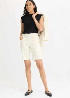 bonprix bonprix Bermudas con botones decorativos Crudo Online
