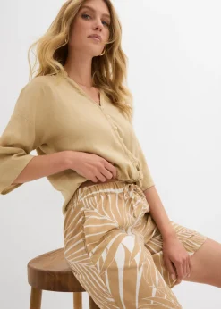bonprix bonprix Bermudas con cintura elástica blanco lana-beige nuevo Best
