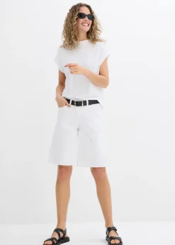 bonprix bonprix Bermudas con dobladillo abierto Blanco Outlet