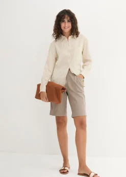 bonprix bonprix Bermudas con lino Marrón grisáceo Best