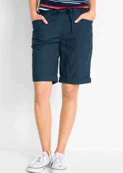 bonprix bonprix Bermudas con lino Azul oscuro Hot