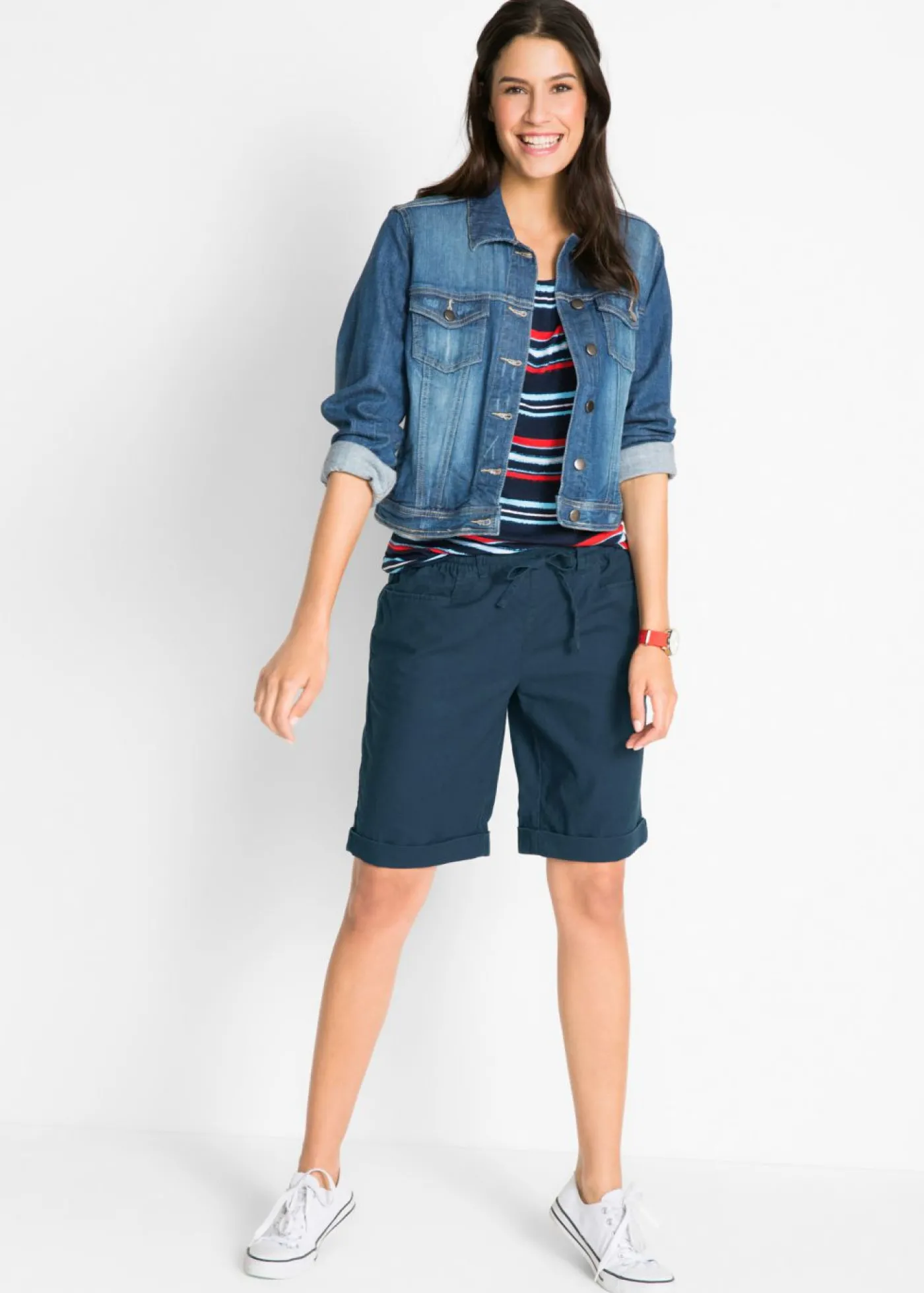 bonprix bonprix Bermudas con lino Azul oscuro Hot