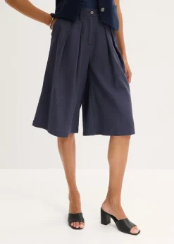 bonprix bonprix Bermudas con pinzas negro-índigo moteado New