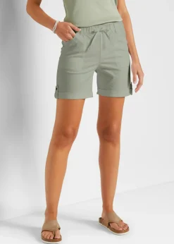 bonprix bonprix Bermudas de algodón con cinturilla elástica Verde Online