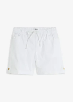 bonprix bonprix Bermudas de algodón con cinturilla elástica Blanco Outlet