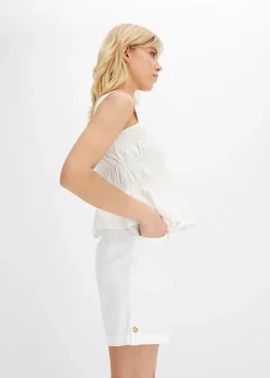bonprix bonprix Bermudas de algodón con cinturilla elástica Blanco Outlet