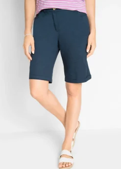 bonprix bonprix Bermudas de algodón con cinturilla cómoda Azul marino