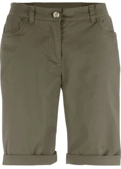 bonprix bonprix Bermudas de algodón con cinturilla cómoda Oliva Sale