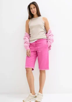 bonprix bonprix Bermudas de chándal con dobladillo fucsia moteado Outlet