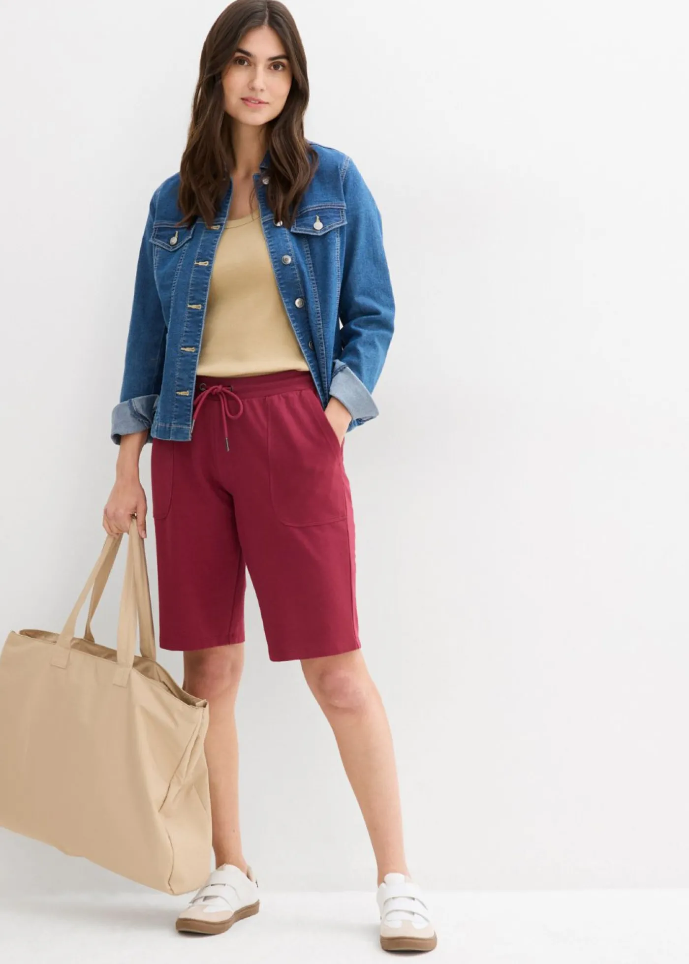 bonprix bonprix Bermudas de chándal de algodón puro Rojo azalea New
