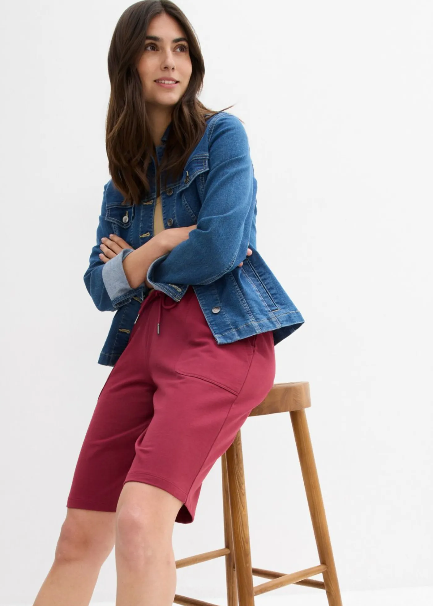 bonprix bonprix Bermudas de chándal de algodón puro Rojo azalea New
