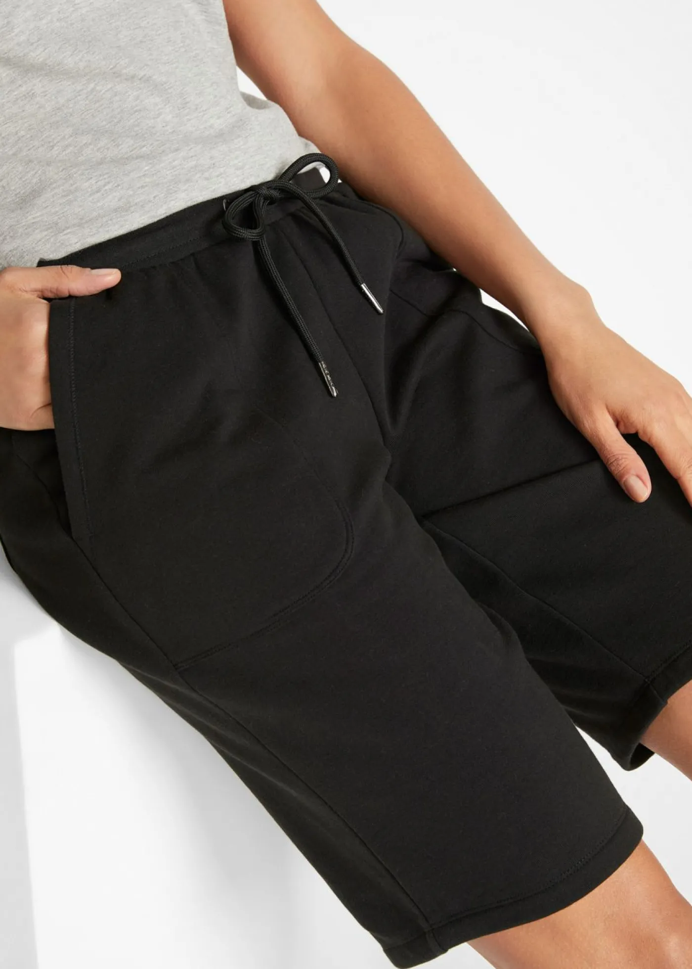 bonprix bonprix Bermudas de chándal de algodón puro Negro Outlet