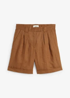 bonprix bonprix Bermudas de lino puro Marrón coñac Discount