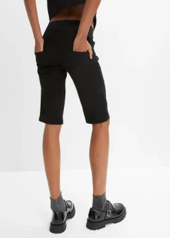 bonprix bonprix Bermudas de mezcla de algodón elástico Negro Discount