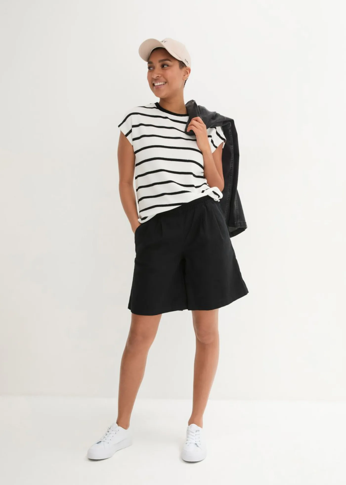 bonprix bonprix Bermudas de mezcla de lino y algodón Negro Online