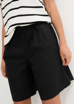 bonprix bonprix Bermudas de mezcla de lino y algodón Negro Online