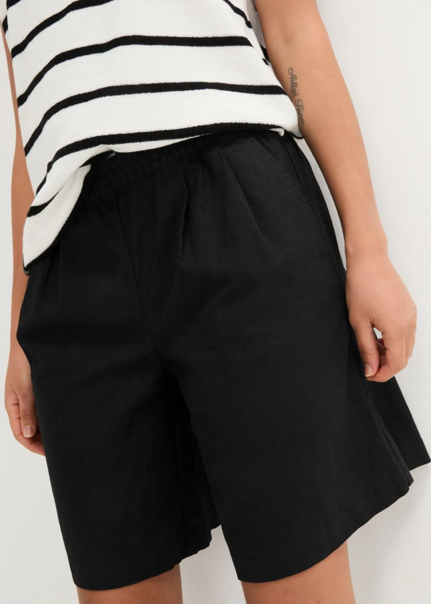 bonprix bonprix Bermudas de mezcla de lino y algodón Negro Online