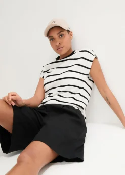 bonprix bonprix Bermudas de mezcla de lino y algodón Negro Online
