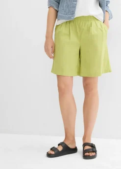 bonprix bonprix Bermudas de mezcla de lino y algodón pistacho mate