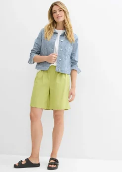 bonprix bonprix Bermudas de mezcla de lino y algodón pistacho mate