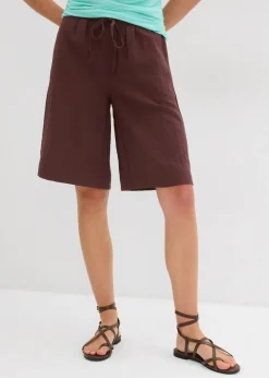 bonprix bonprix Bermudas de mezcla de viscosa fluida Marrón tierra Best