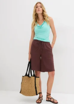 bonprix bonprix Bermudas de mezcla de viscosa fluida Marrón tierra Best